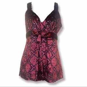 Apt 9 Large Women’s Sleeveless Velvet Tank Top Shirt L Retro Spaghetti Strap